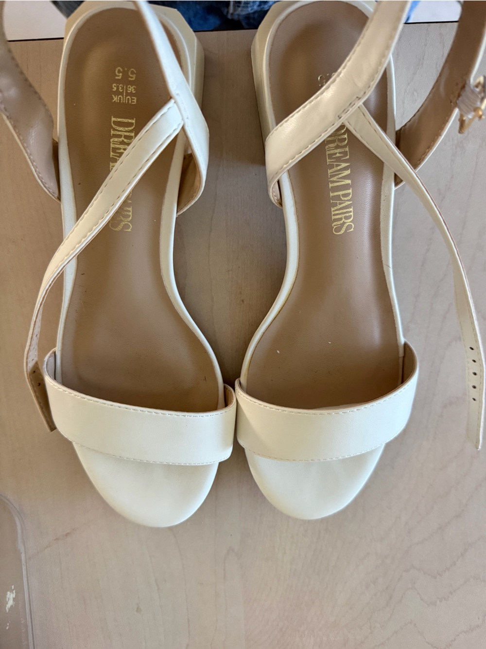 Dream Pairs girls Cream Ankle Strap Sandals